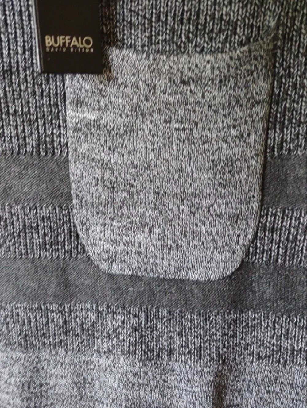 NWT Buffalo David Bitton Men's Gray Watextur Striped Knit Pocket Sweater